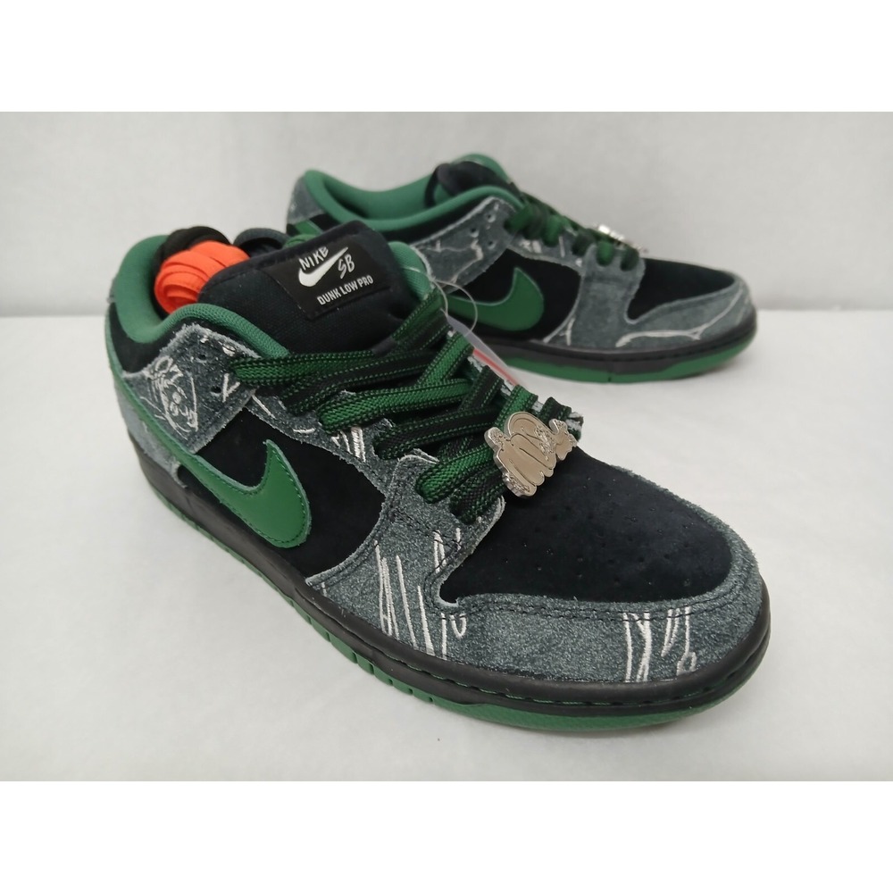 Nike Men's SB Dunk Low QS Skateboarding Shoes HF7743-001 Black Gorge Green‎ Sz 8